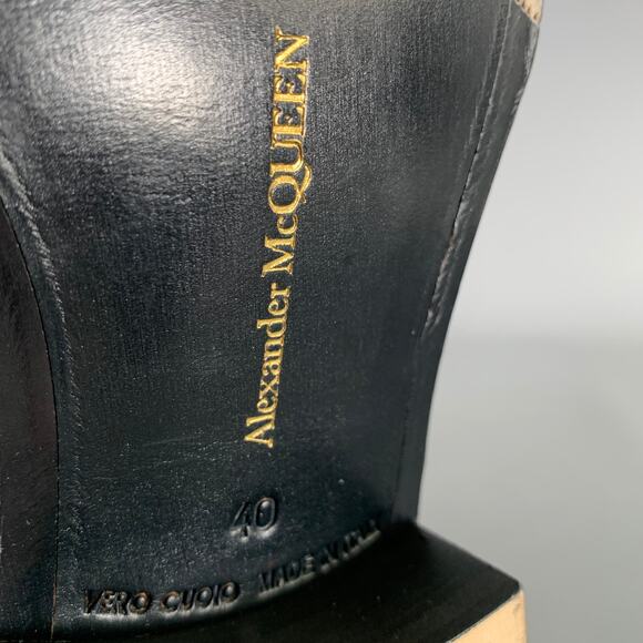 ALEXANDER MCQUEEN Size 7 Black Silver Metallic Leather Zip Up Boots main image 5